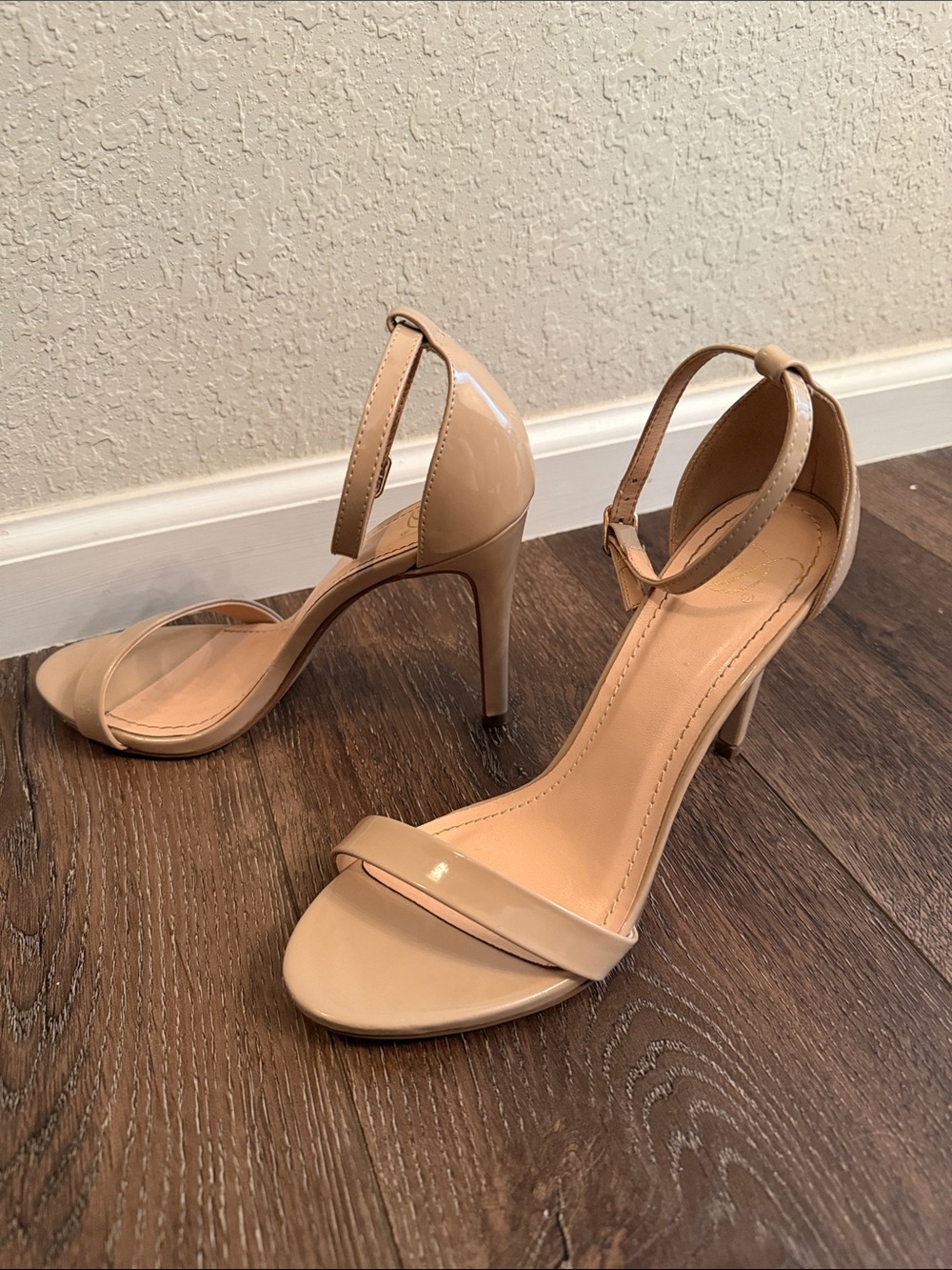 Nude Ankle-Strap Patent High Heel Sandals - Women